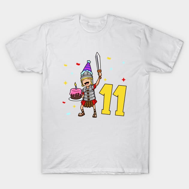 I am 11 with Centurion - kids birthday 11 years old T-Shirt by Modern Medieval Design